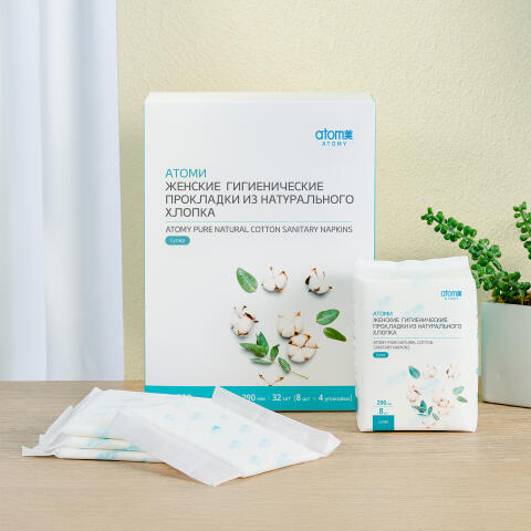 Атоми Гигиенические прокладки из натурального хлопка (Супер)